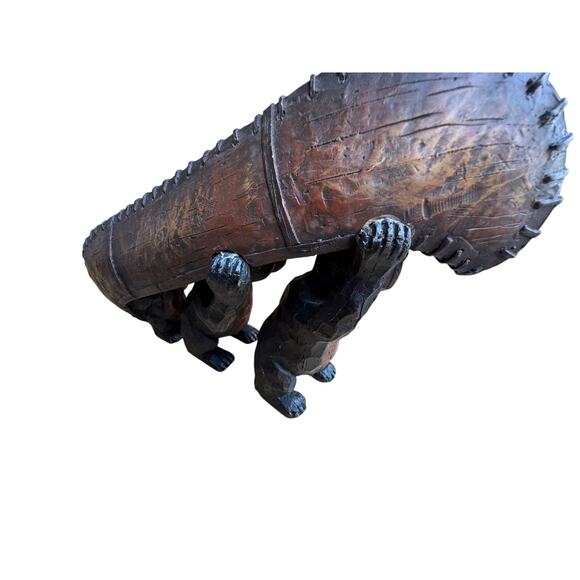 Bears / Wood / Black Bears Carrying a Boat Figure / Japanese / Vintage / EUC - Picture 7 of 7